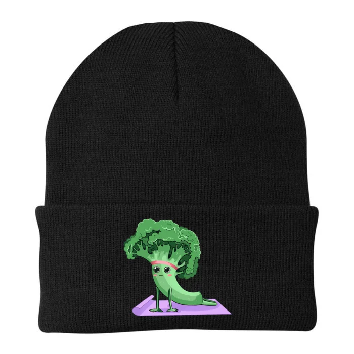 Cute Broccoli Yoga Pose Funny Yogi Broccoli Lover Knit Cap Winter Beanie