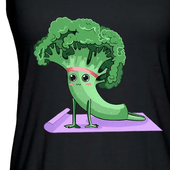 Cute Broccoli Yoga Pose Funny Yogi Broccoli Lover Ladies Essential Flowy Tank