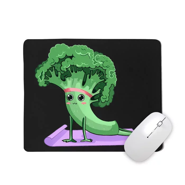 Cute Broccoli Yoga Pose Funny Yogi Broccoli Lover Mousepad