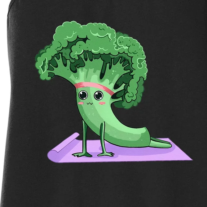 Cute Broccoli Yoga Pose Funny Yogi Broccoli Lover Women's Racerback Tank