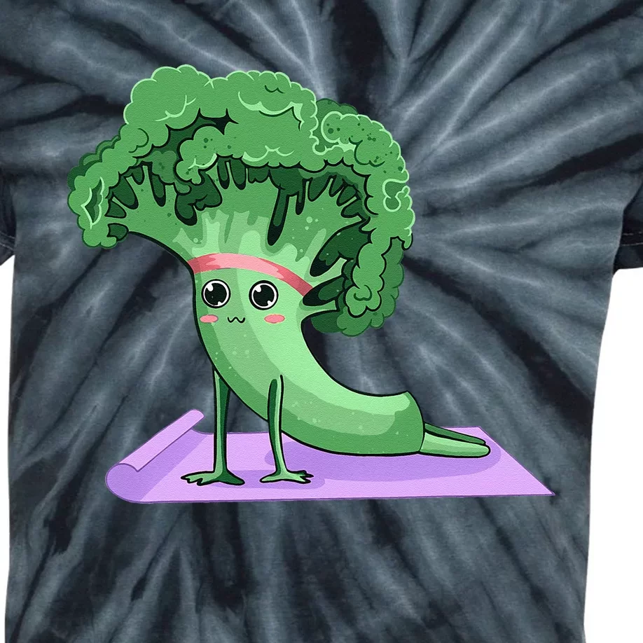 Cute Broccoli Yoga Pose Funny Yogi Broccoli Lover Kids Tie-Dye T-Shirt