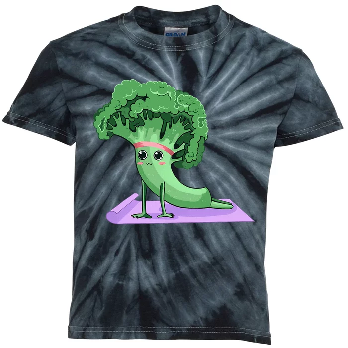 Cute Broccoli Yoga Pose Funny Yogi Broccoli Lover Kids Tie-Dye T-Shirt