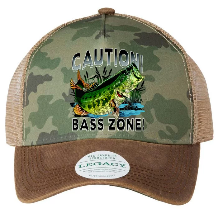 Caution Bass Zone Funny Fishing Legacy Tie Dye Trucker Hat