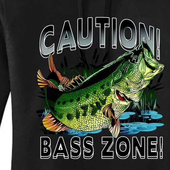 Caution Bass Zone Funny Fishing Women's Pullover Hoodie