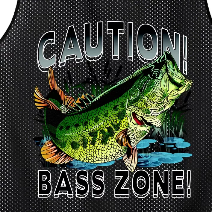 Caution Bass Zone Funny Fishing Mesh Reversible Basketball Jersey Tank