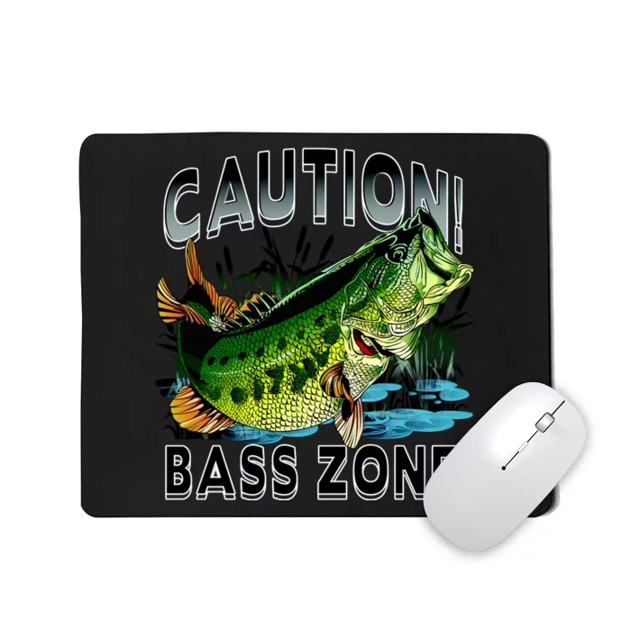 Caution Bass Zone Funny Fishing Mousepad