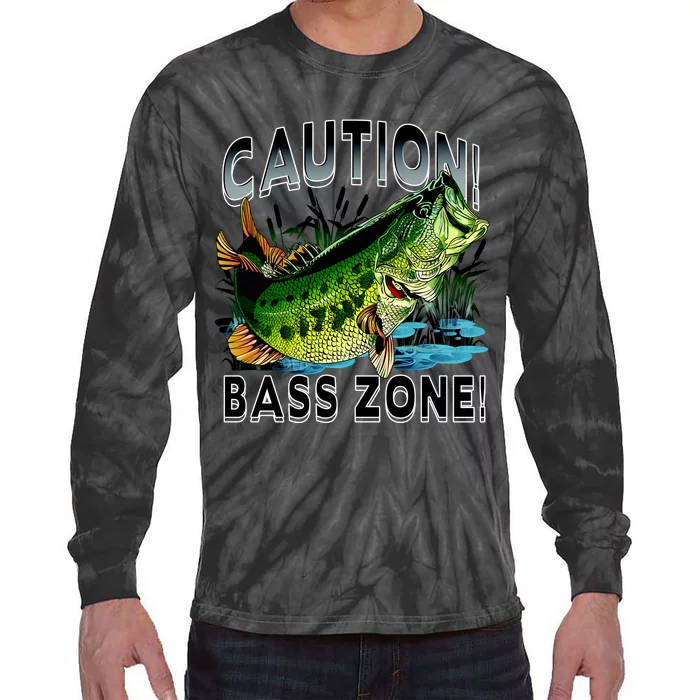 Caution Bass Zone Funny Fishing Tie-Dye Long Sleeve Shirt