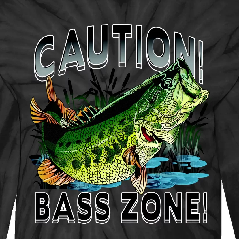 Caution Bass Zone Funny Fishing Tie-Dye Long Sleeve Shirt