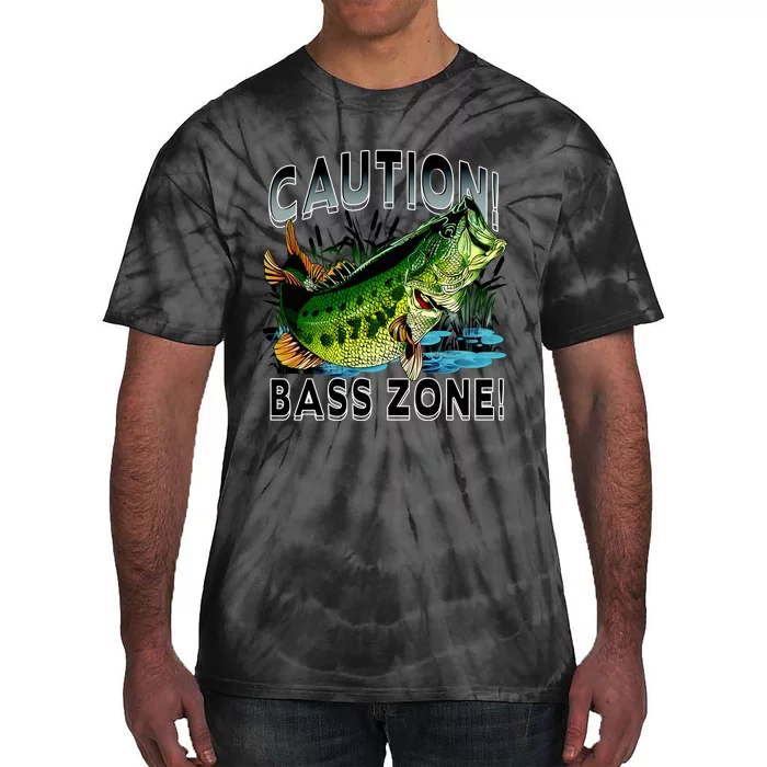 Caution Bass Zone Funny Fishing Tie-Dye T-Shirt