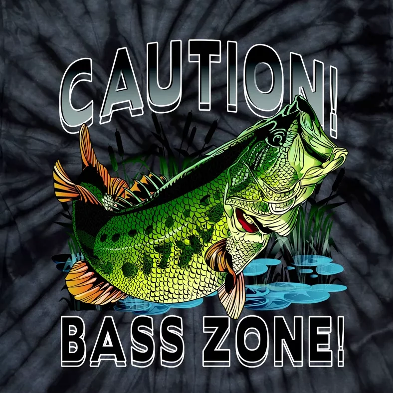 Caution Bass Zone Funny Fishing Tie-Dye T-Shirt