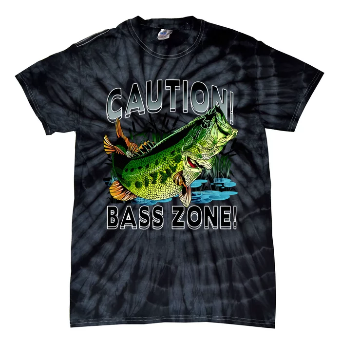 Caution Bass Zone Funny Fishing Tie-Dye T-Shirt