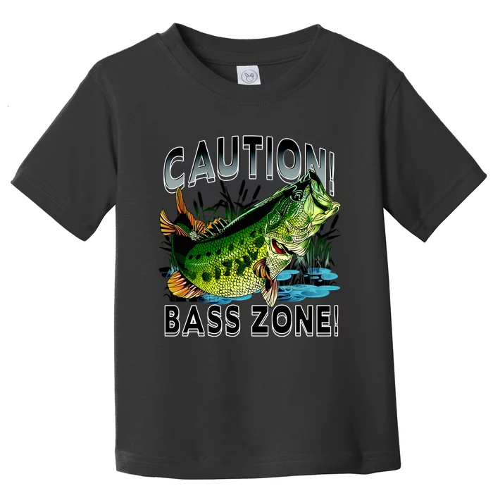 Caution Bass Zone Funny Fishing Toddler T-Shirt