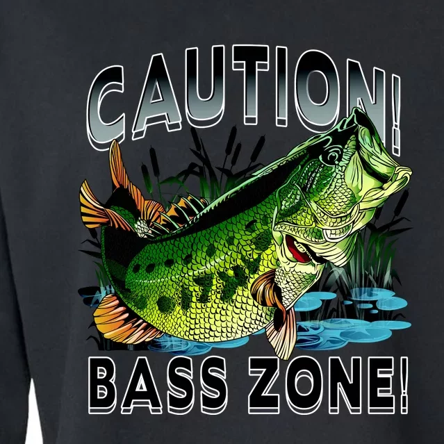 Caution Bass Zone Funny Fishing Cropped Pullover Crew