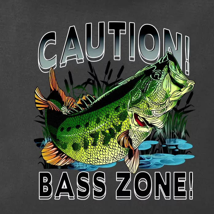 Caution Bass Zone Funny Fishing Zip Tote Bag