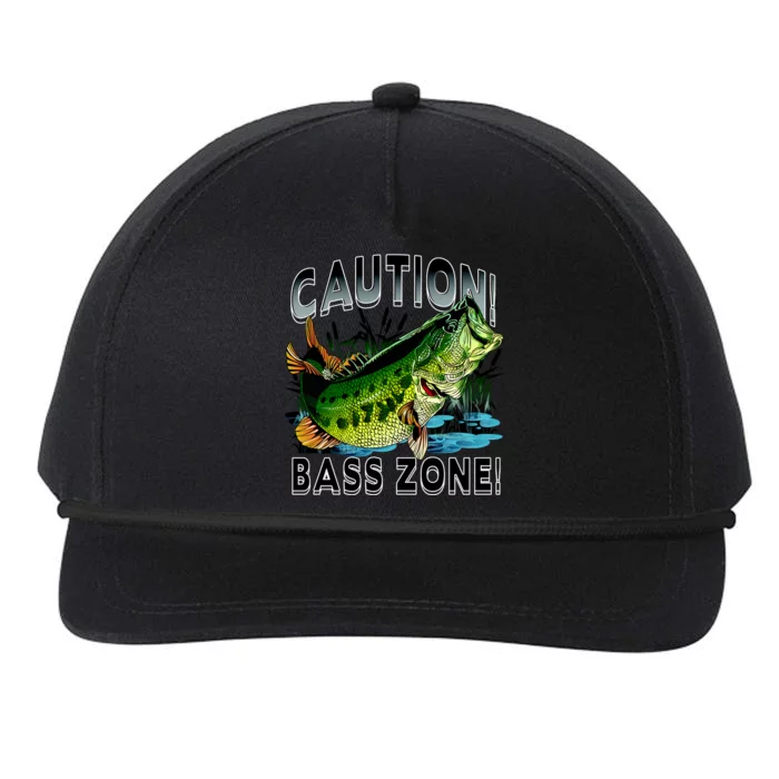 Caution Bass Zone Fishing Snapback Five-Panel Rope Hat