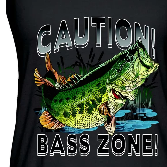 Caution Bass Zone Fishing Ladies Essential Flowy Tank