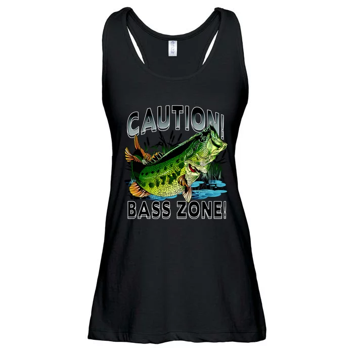 Caution Bass Zone Fishing Ladies Essential Flowy Tank