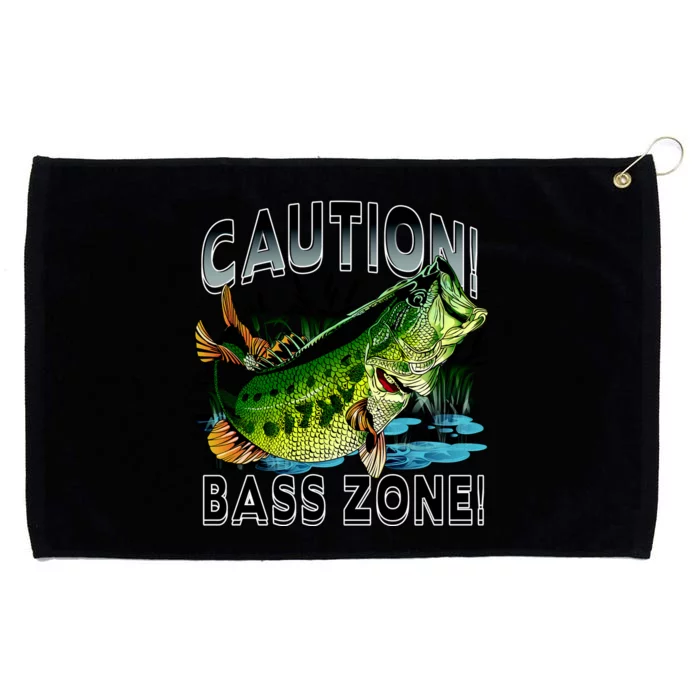 Caution Bass Zone Fishing Grommeted Golf Towel