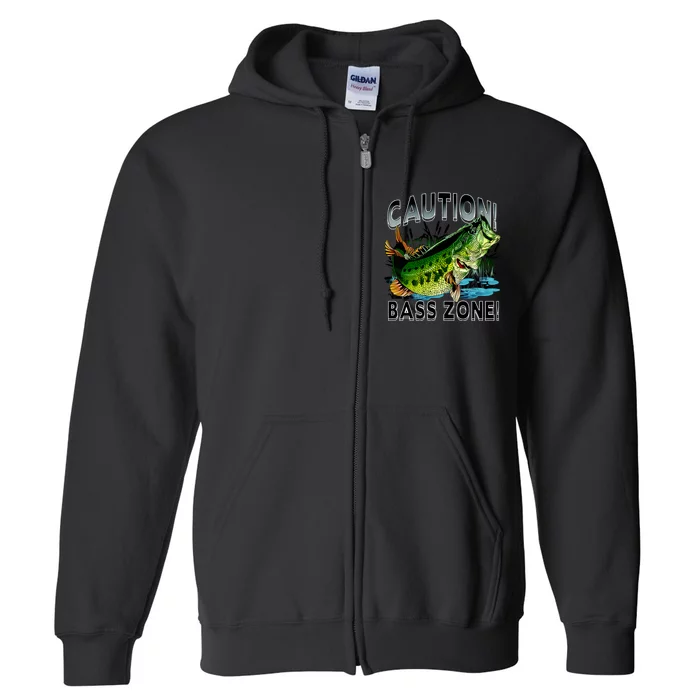 Caution Bass Zone Fishing Full Zip Hoodie