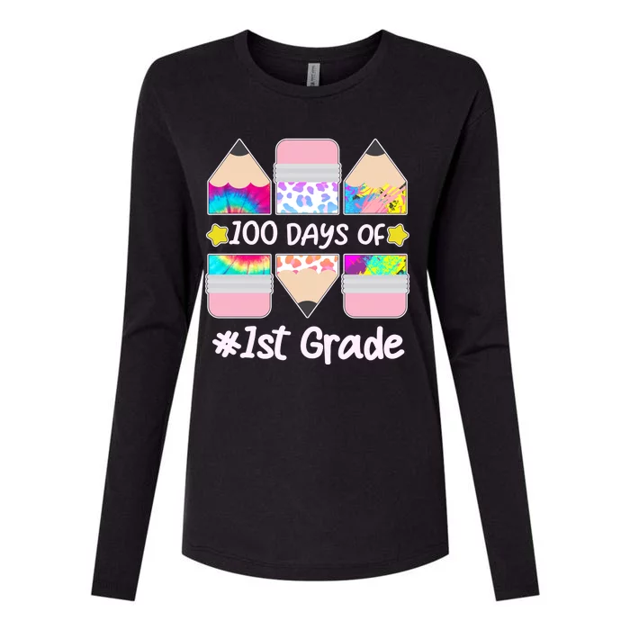 Cute Colorful 100 Days Of 1st Grade Womens Cotton Relaxed Long Sleeve T-Shirt