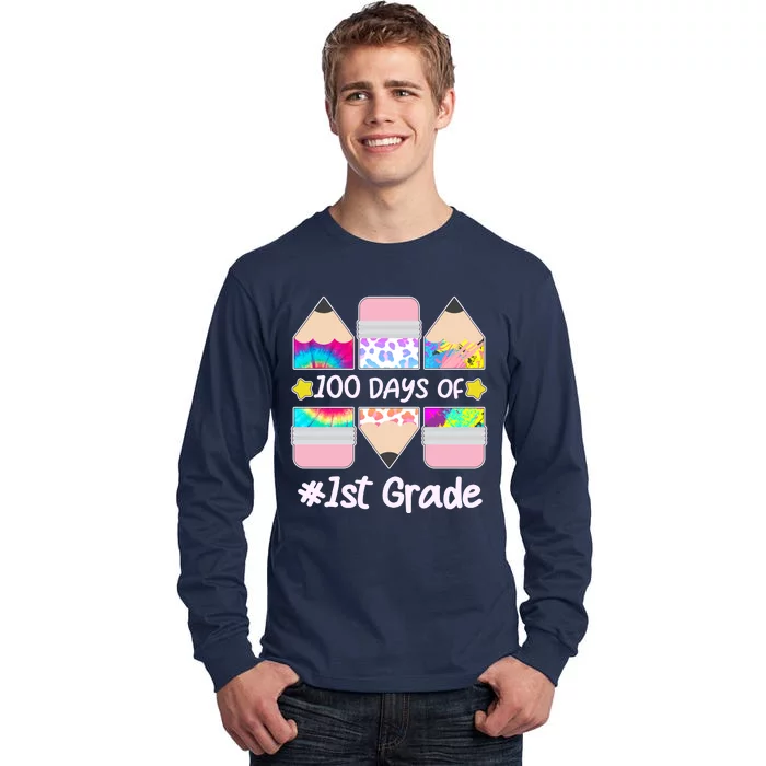 Cute Colorful 100 Days Of 1st Grade Tall Long Sleeve T-Shirt