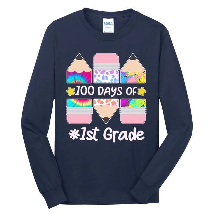 Cute Colorful 100 Days Of 1st Grade Tall Long Sleeve T-Shirt