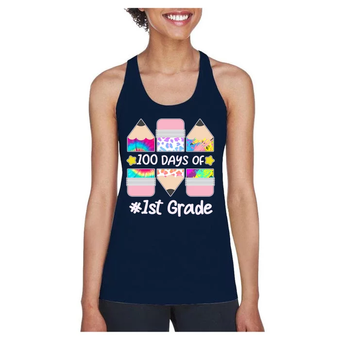 Cute Colorful 100 Days Of 1st Grade Women's Racerback Tank