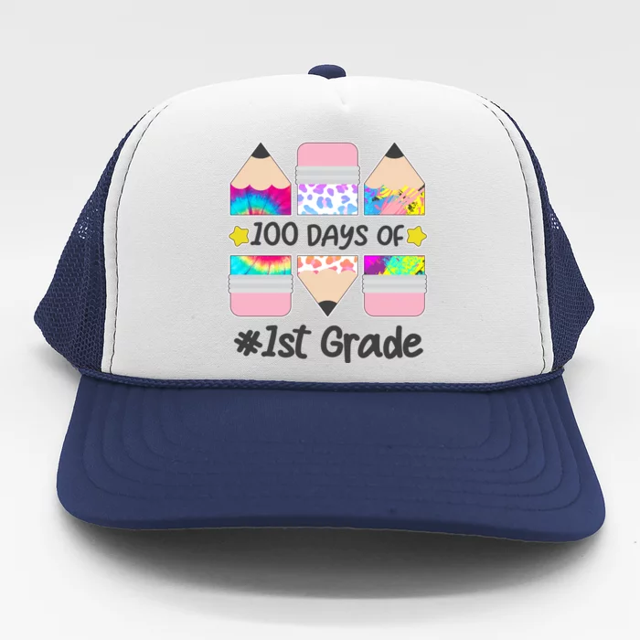 Cute Colorful 100 Days Of 1st Grade Trucker Hat