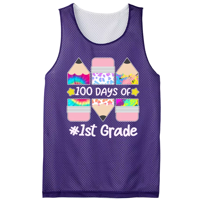 Cute Colorful 100 Days Of 1st Grade Mesh Reversible Basketball Jersey Tank