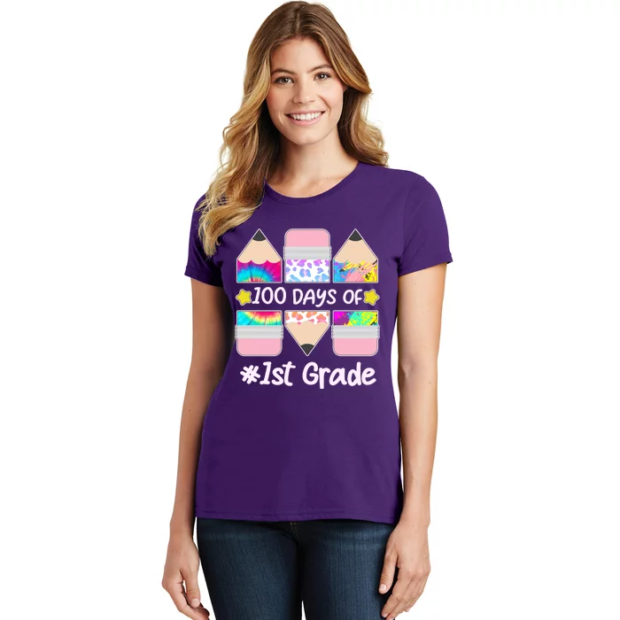 Cute Colorful 100 Days Of 1st Grade Women's T-Shirt