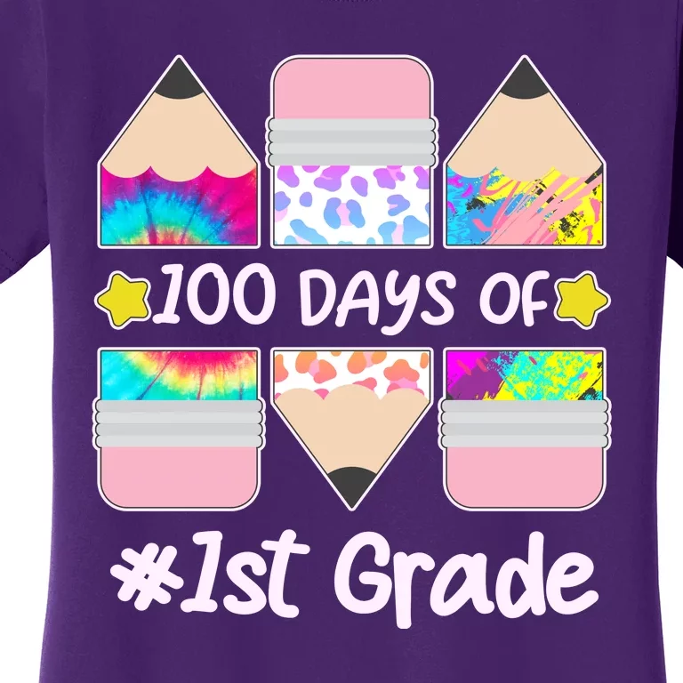 Cute Colorful 100 Days Of 1st Grade Women's T-Shirt