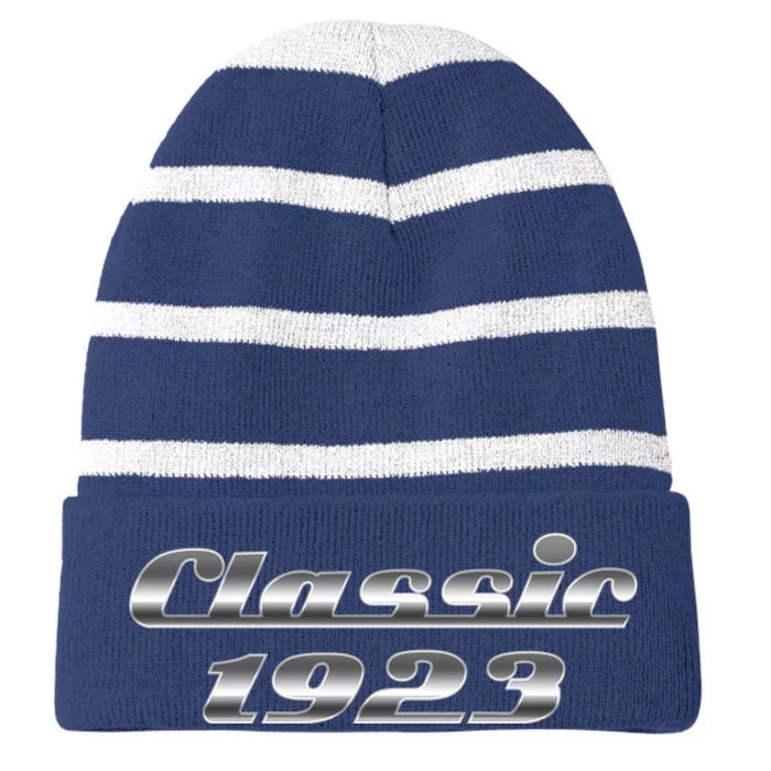 Classic Chrome 1923 100th Birthday Striped Beanie with Solid Band