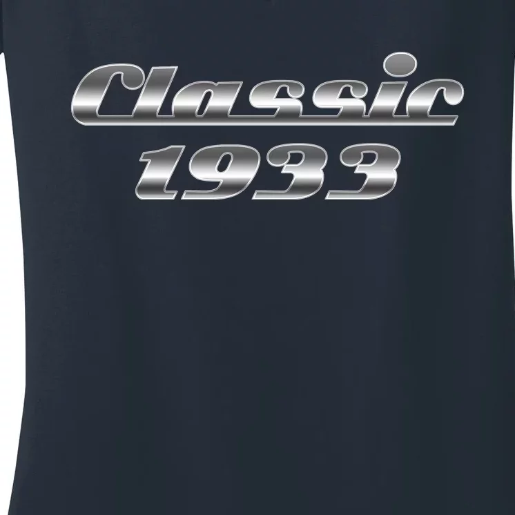 Classic Chrome 1933 90th Birthday Women's V-Neck T-Shirt