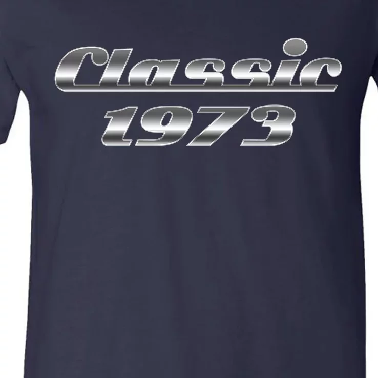 Classic Chrome 1973 50th Birthday V-Neck T-Shirt