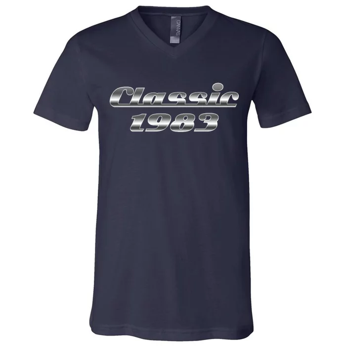 Classic Chrome 1983 40th Birthday V-Neck T-Shirt