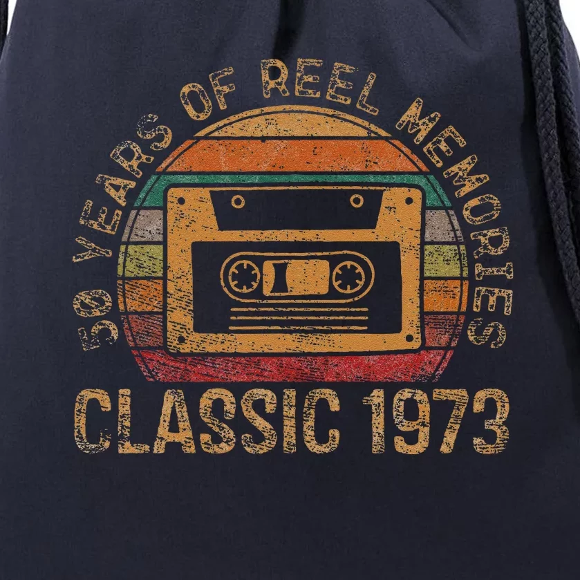 Cassette Classic 1973 Retro 50th Birthday Gifts 50 Year Old Drawstring Bag