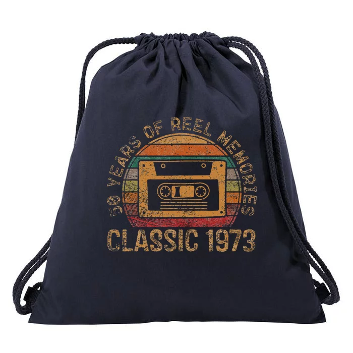 Cassette Classic 1973 Retro 50th Birthday Gifts 50 Year Old Drawstring Bag