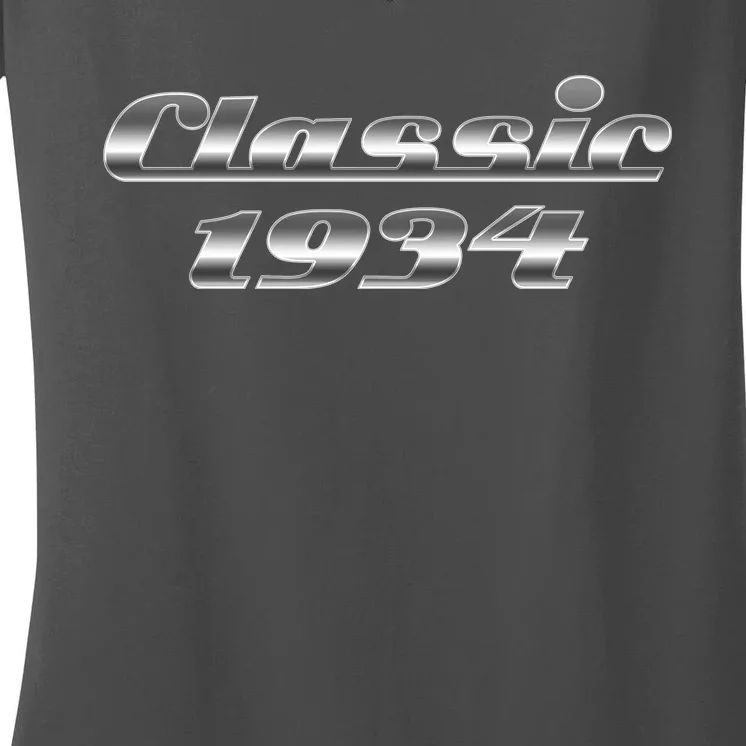 Classic Chrome 1934 90th Birthday Women's V-Neck T-Shirt