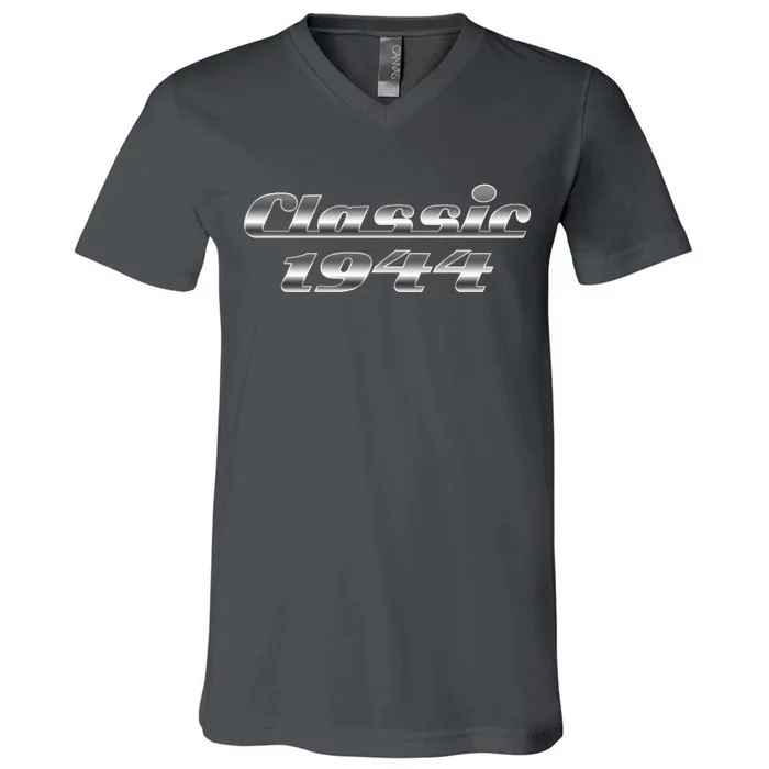 Classic Chrome 1944 80th Birthday V-Neck T-Shirt