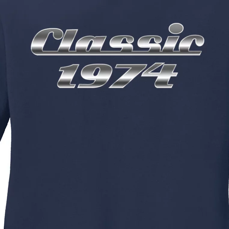 Classic Chrome 1974 50th Birthday Ladies Long Sleeve Shirt