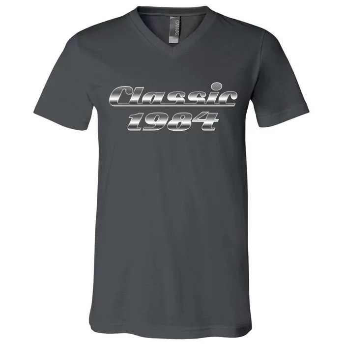 Classic Chrome 1984 40th Birthday V-Neck T-Shirt