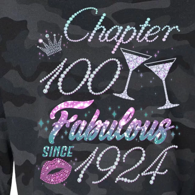 Cute Chapter 100th Birthday Fabulous Since 1924 Cropped Pullover Crew