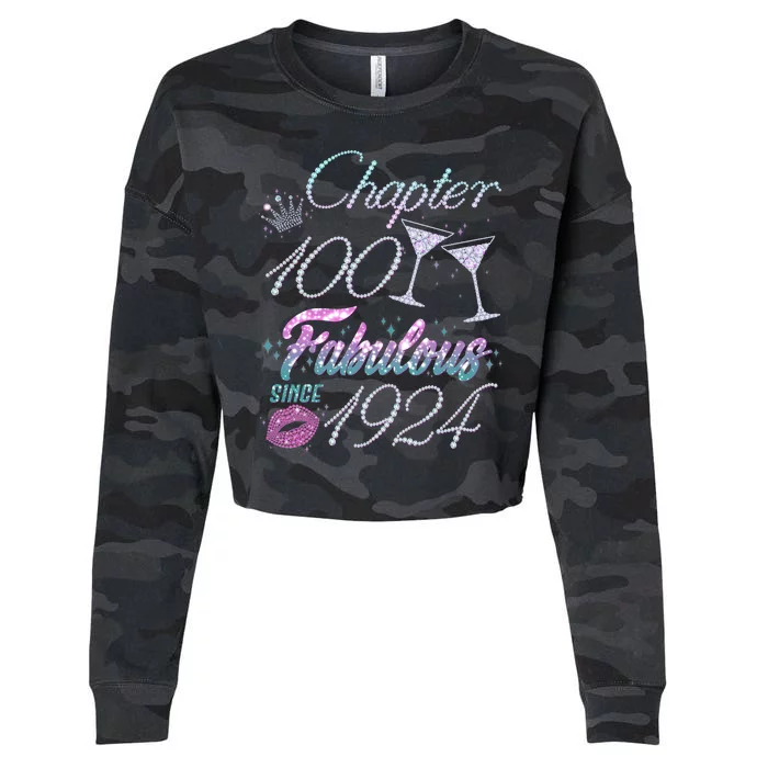 Cute Chapter 100th Birthday Fabulous Since 1924 Cropped Pullover Crew