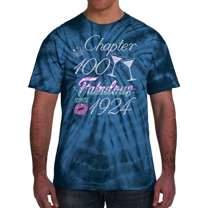 Cute Chapter 100th Birthday Fabulous Since 1924 Tie-Dye T-Shirt