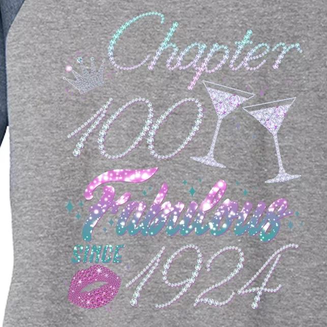 Cute Chapter 100th Birthday Fabulous Since 1924 Women's Tri-Blend 3/4-Sleeve Raglan Shirt