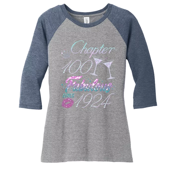 Cute Chapter 100th Birthday Fabulous Since 1924 Women's Tri-Blend 3/4-Sleeve Raglan Shirt