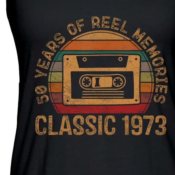 Cassette Classic 1973 Retro 50th Birthday Gifts 50 Year Old Ladies Essential Flowy Tank