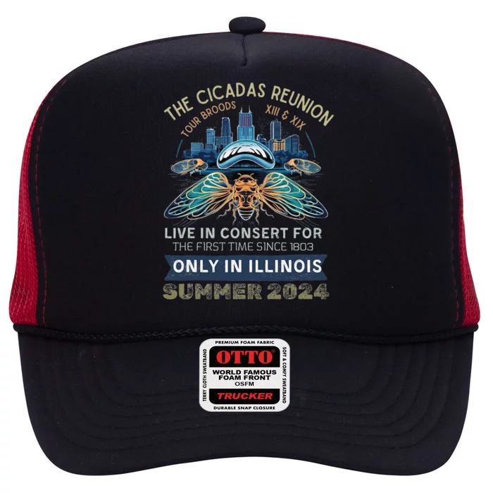 Cicada Concert 2024 Illinois Cicada Broods High Crown Mesh Trucker Hat