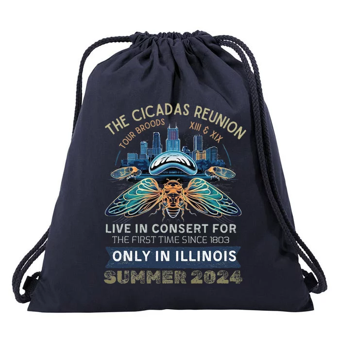 Cicada Concert 2024 Illinois Cicada Broods Drawstring Bag