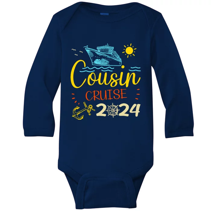 Cousin Cruise 2024 Funny Family Vacation Matching Group Baby Long Sleeve Bodysuit